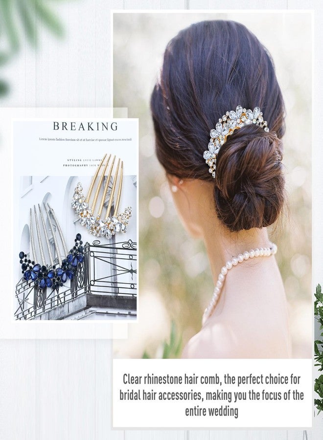 Dizila 6pcs Wedding Bridal Prom Sparkly Crystal Jeweled Gems Rhinestone Hair Side Combs Slides Hair Bun Updo Clips Hair Pins Accessories for Women Girls Brides - Image 5